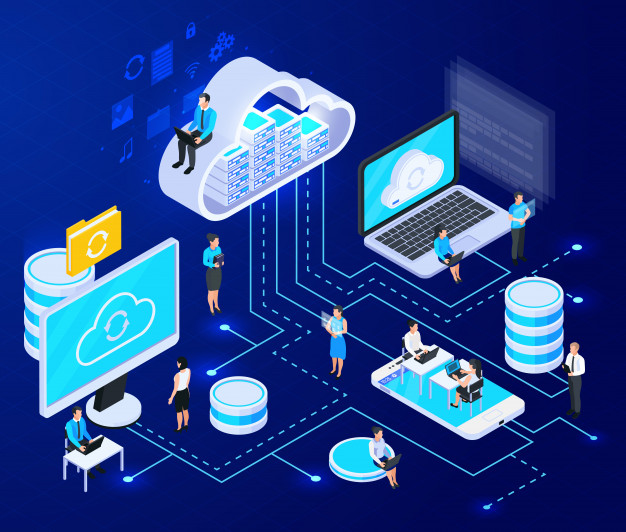 monitoreo de la nube. ilustración isométrica de cloud monitoring